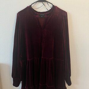 NEW! 3 Tier Velvet V-Neck Dress Ruffled